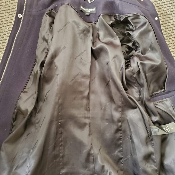 Karl Lagerfeld Wool Blended Stand-Collar Officer Coat Size Small - Picture 11 of 11